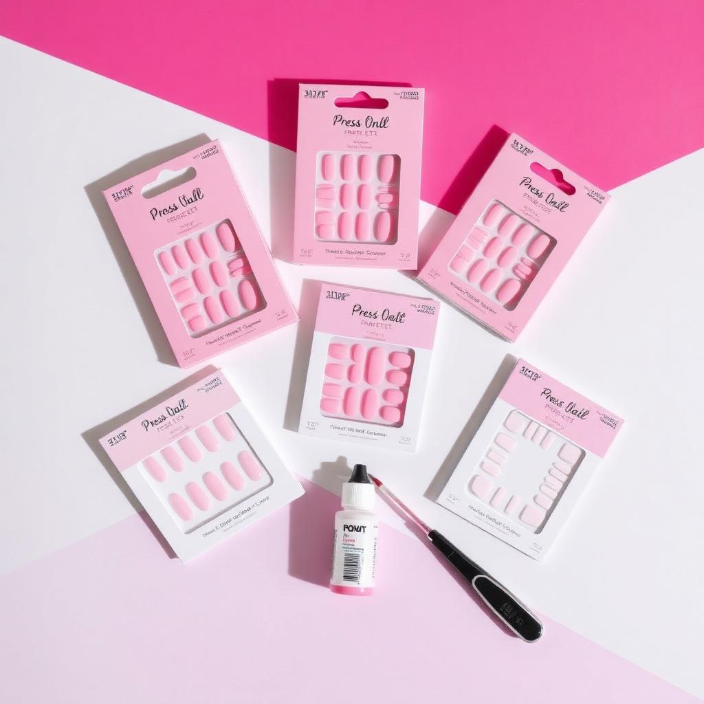 Press-on nail prep kit with nail glue and tools in baddie-glam packaging